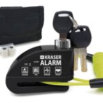 Antivol moto avec alarme - estampille - alarme 110 db - �tanche - bloque disque 6 mm - 3 cl�s - c�ble ...
