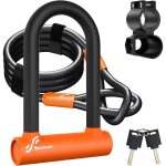 Antivol v�lo en u avec c�ble - vetobiol - 17 mm robuste - c�ble acier 12 m - r�sistant aux coupures