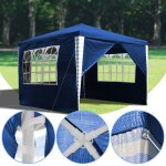 Aopunly 3x3m �tanche stable tonnelle de jardin exterieur anti - uv bleu
