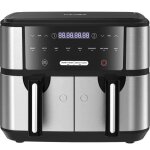 Friteuse sans huile 2 tiroirs - xxl 9l airfryer 2600w - friteuse  air double tiroir - 8 programmes - ...