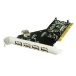 Carte pci - apm - 5 ports usb 2. 0 - 4 externes + 1 interne - taux de transfert 480mb / s - noir