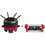 Appareil  fondue 2l et pierre / raclette - hkoenig - alp1800 + rp2 - rouge - thermostat de 25c  190c ...
