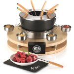 Appareil  fondue - kitchen chef - 8 personnes - 1300w - caquelon anti - adhsif - support en bois vritable ...