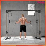 Appareil de musculation double poulie (crossover) - akozon - 9572 - 2 x 50 kg - disques 25 cm - structure ...