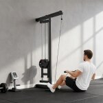 Appareil de musculation mural - akozon - 12922 - poulie haute et basse - 2 poulies - acier 75x16x192 ...