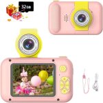 Appareil photo enfant acelife - 1080p - lentille rotative 180� - �cran 24 pouces - rose