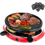 Appareil � raclette 4 personnes - avec plancha cuisson rapide 4 po�lons antiadh�sifs et 2 spatule incluse ...