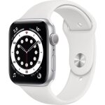 Apple watch series 6 gps - 44mm botier aluminium argent - bracelet blanc (2020) - reconditionn - excellent ...