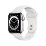 Apple watch series 6 gps + cellular - 40mm botier acier argent - bracelet blanc (2020) - reconditionn ...