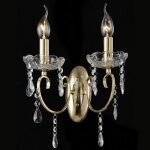 Applique 2 bras cristal baroque pampilles or rose - pavia