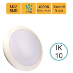 Applique dexterieur hublot led rond 16w (equiv. 100w) 1200 lm blanc neutre (4000k) ip66 ik10