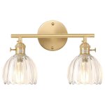 Applique murale - applique murale 2 t�tes - verre transparent - laiton - 2x e27 60w