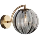Applique murale boule de verre gris globe en verre gris avec applique murale � base dor�e pour chevet ...