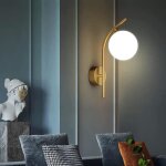 Applique murale boule de verre laiton satin avec verre dpoli luminaires muraux globe pour restaurant ...