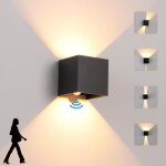 Applique murale ext�rieur moderne - led 12w - noir - d�tecteur de mouvement - ip65