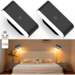 Applique murale interieur 2 pack lampe murale led sans fil rechargeable avec t�l�commande ou tactile ...