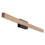 Applique murale led - aqua viva - mtal noir et bois naturel - 12w - salle de bain - design contemporain ...