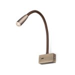 Applique murale led - faro - lead - flexible - métal / cuir - 3w 180lm 3000k Applique murale led - faro - lead - flexible - métal / cuir - 3w 180lm 3000k