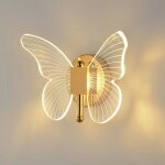 Applique murale led - papillon - 2 couleurs de lumire - ailes dores - design contemporain