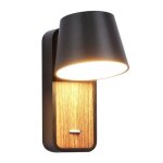 Applique murale moderne en aluminium noir et bois avec spot orientable led 6w et interrupteur pour table ...
