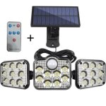 Lampe solaire extrieure kenlumo 138 led avec dtecteur de mouvement et tlcommande