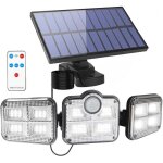 Applique murale solaire led 3 t�tes 122 leds avec d�tecteur de mouvement - mori yoshida - �tanche ip65 ...
