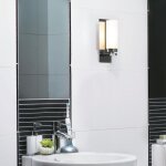 Applique pour salle de bain en métal chromé et verre dépoli blanc hauteur 23cm norrsundet Applique pour salle de bain en métal chromé et verre dépoli blanc hauteur 23cm norrsundet