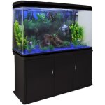 Aquarium 300l - noir - kit de dmarrage plantes et graviers bleu - meuble assorti