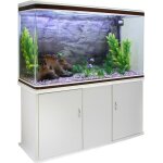 Aquarium - blanc - 300 litres - graviers naturels - meuble blanc