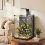 Aquarium en verre tremp� nano aquarium avec filtre int�gr� pompe 5w et �clairage led 30x30x45cm noir