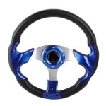 Aramox volant sport de voiture 13in 320mm universel pu cuir voiture sport racing drive volant bleu