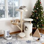 Arbre � chat 142 cm de hauteur tour de jeu avec poteaux � griffer en sisal 2 plateformes