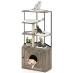 Arbre � chat en angle 78 x 50 x 138 cm avec enclos pour liti�re