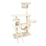 Arbre à chat beige / blanc sisal 141cm arbre d?escalade grattage jeux Arbre à chat beige / blanc sisal 141cm arbre d?escalade grattage jeux