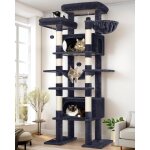Arbre � chat g�ant - levys - hauteur 213 cm - 2 niches 50x30x30 cm - 2 plateformes rembourr�es - gris ...