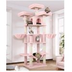 Arbre � chat grand rose arbres a chats xxl hauteur 204 cm avec 3 perchoirs rembourr�s 2 niches 2 paniers ...