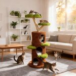 Arbre � chat griffoir 148cm tour descalade � plusieurs niveaux arbres dactivit� avec 1 poteau en sisal ...