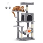Arbre � chat - feandrea - hauteur 112 cm - 4 poteaux � griffer - 2 plateformes - 1 niche - 1 hamac - ...