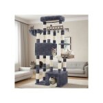 Arbre � chat - holisane - 174 cm - gris fonc� - 2 perchoirs en bois - 15 poteaux � griffer