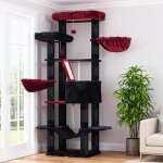 Arbre � chat maine coon 173cm stable xxl avec 2 condos spacieux 8 griffoirs 2 plateformes panier et hamac ...