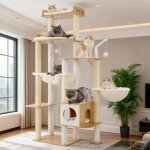 Arbre � chat moderne - suteo - 179 cm - coloris noyer - structure extra stable - poteaux griffoir en ...