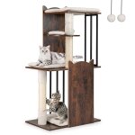 Arbre � chat multi - niveaux 112 cm costway griffoirs en sisal balles suspendues coussins en peluche ...