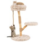 Arbre � chat multi - niveaux en bois costway 50 x 90 cm perchoir poteaux � gratter en jute corde en jute ...