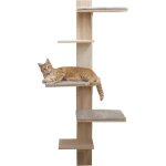 Arbre chat mural - suteo - bois massif - 3 surfaces de couchage - coussins amovibles - griffoir en sisal ...