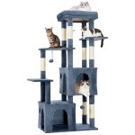 Arbre � chat robuste 155 cm multi - niveaux grands chats perchoir xl 2 niches poteaux � griffer jouets ...