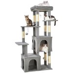 Arbre � chat robuste 155 cm multi - niveaux grands chats perchoir xl 2 niches poteaux � griffer jouets ...