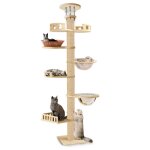 Arbre � chat du sol au plafond - fianao - arbre � chat r�glable en hauteur 6 niveaux pour haut et robuste ...