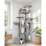 Arbre � chat xxl - holisane - 193 cm - 2 grandes niches - hamac 50x40 cm - pour 3 - 5 grands chats