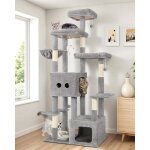 Arbre � chat xxl - holisane - f80e - 203 cm - 2 niches 45x40x35 cm - planche et 5 poteaux sisal