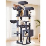 Arbre � chat xxl - jozsi - arbre � chat 193 cm stable pour maine coon 2 condos 7 griffers 3 plateformes ...